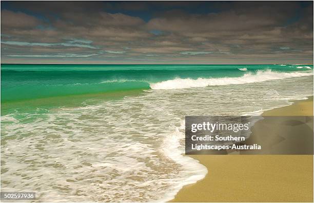 martha lavinia beach, popular with international surfers, king island, bass strait, tasmania, australia. - surfing island ストックフォトと画像