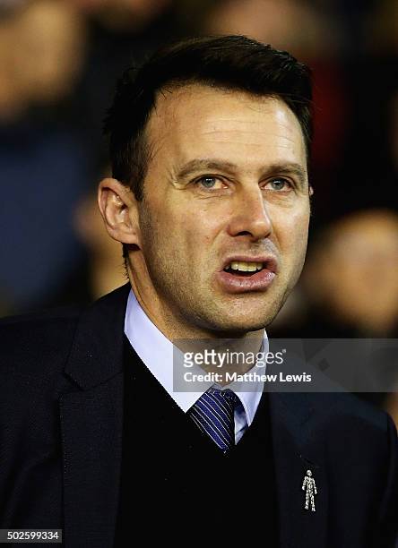 Dougie Freedman, manager of Nottingham Forest looks on during the Sky Bet Championship match between Nottingham Forest and Leeds United on December...