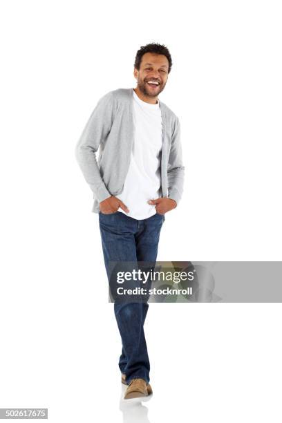 african mature guy in casuals - fashion model on white stock pictures, royalty-free photos & images