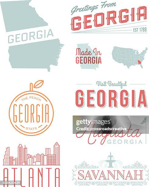 georgia typography - savannah georgia stock illustrations