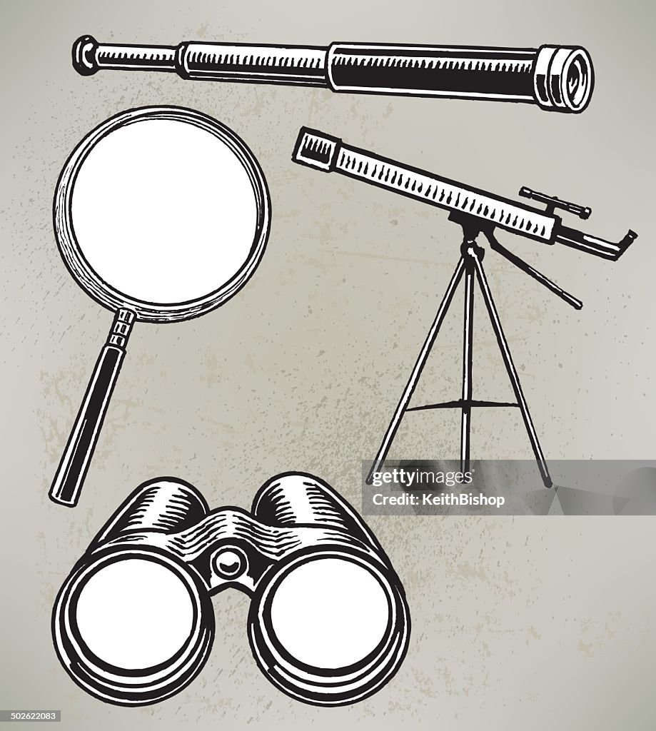 Telescope Magnifying Glass Binoculars High-Res Vector Graphic