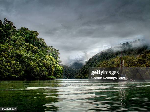 rio dulce river in izabal guatemala - livingston guatemala stockfoto's en -beelden