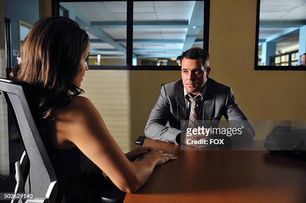 Jaina Lee Ortiz and guest star Derek Phillips in the "Necrosis and New Beginnings" episode of ROSEWOOD airing Wednesday, Oct. 21 on FOX.