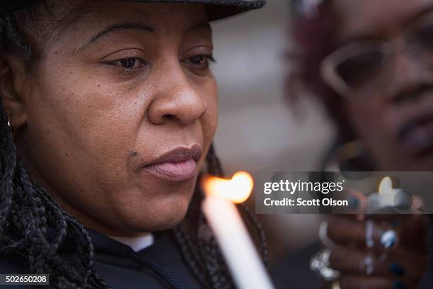 Janet Cooksey the mother of Quintonio LeGrier attends a vigil for her son on December 27, 2015 in Chicago, Illinois. LeGrier, a 19-year-old college...