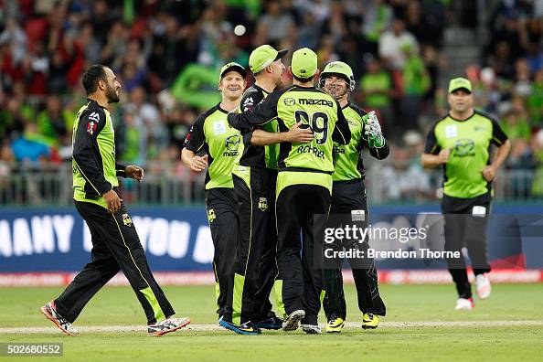 Ben Rohrer Ben Rohrer of the Thunder celebrates with team mates after running ...
