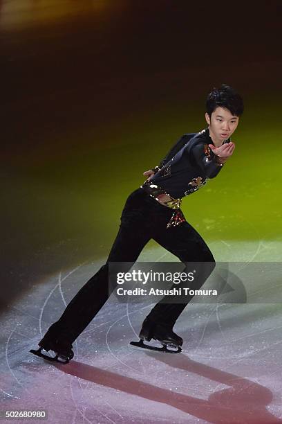 Kazuki Tomono of Japan performs his routine in the exhibition on the day four of the 2015 Japan Figure Skating Championships at the Makomanai Ice...