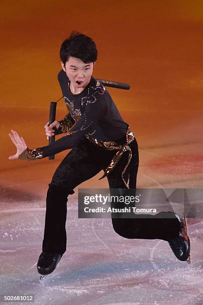 Kazuki Tomono of Japan performs his routine in the exhibition on the day four of the 2015 Japan Figure Skating Championships at the Makomanai Ice...