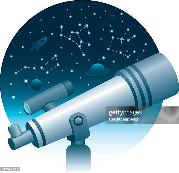 space telescope with space view - constellation pegasus stock illustrations