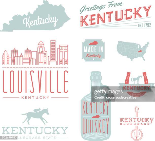bildbanksillustrationer, clip art samt tecknat material och ikoner med kentucky typography - hästsko