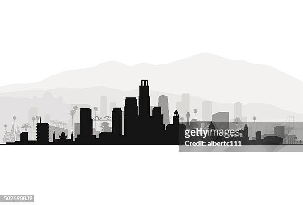 los angeles detailed cityscape - pasadena california stock illustrations