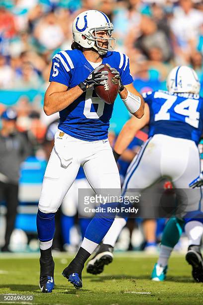 Charlie Whitehurst of the Indianapolis Colts in action during the game against the Miami Dolphins at Sun Life Stadium on December 27, 2015 in Miami...