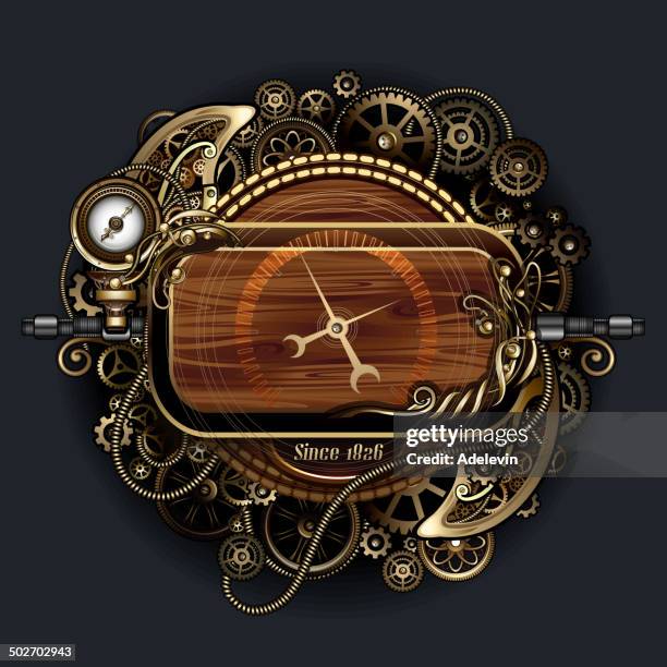 stockillustraties, clipart, cartoons en iconen met steampunk futuristic clock - steampunk