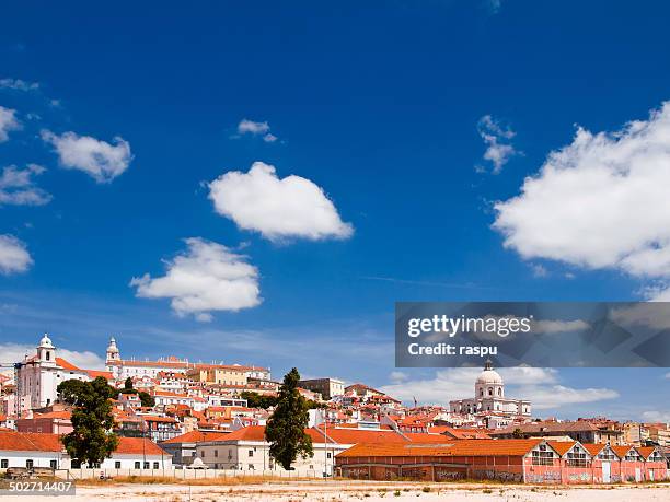 alfama neigbourhood from tagus river - panteão nacional stock pictures, royalty-free photos & images