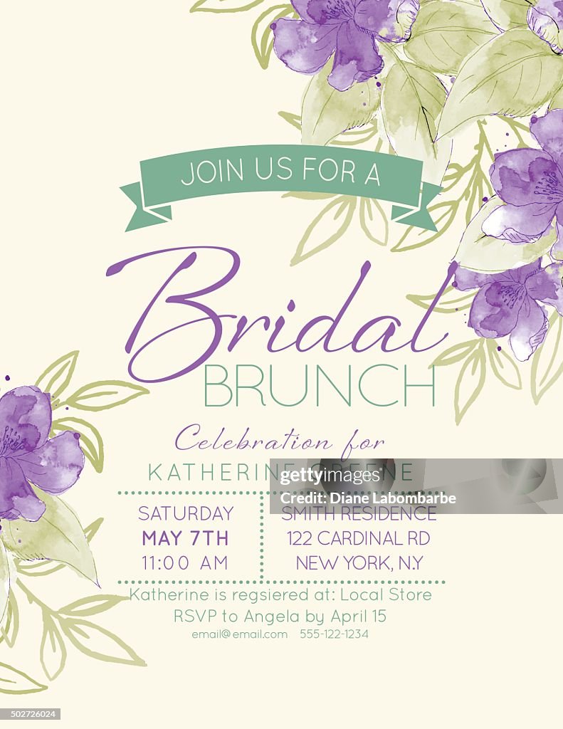 Pretty feminine Watercolor Flowers Bridal Shower Invitation Template