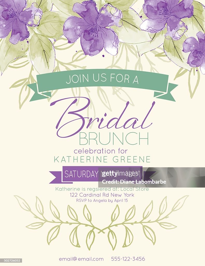 Pretty feminine Watercolor Flowers Bridal Shower Invitation Template
