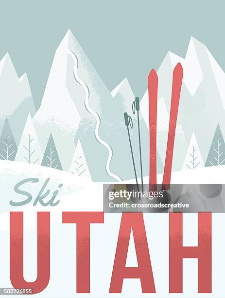 ski utah - snowbasin stock illustrations