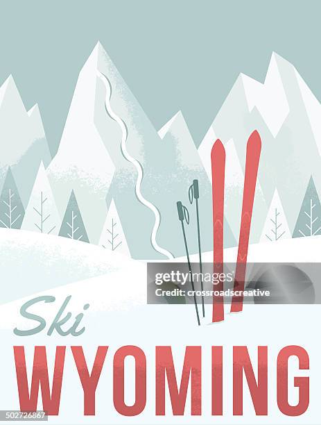 ski wyoming - ski poles stock illustrations