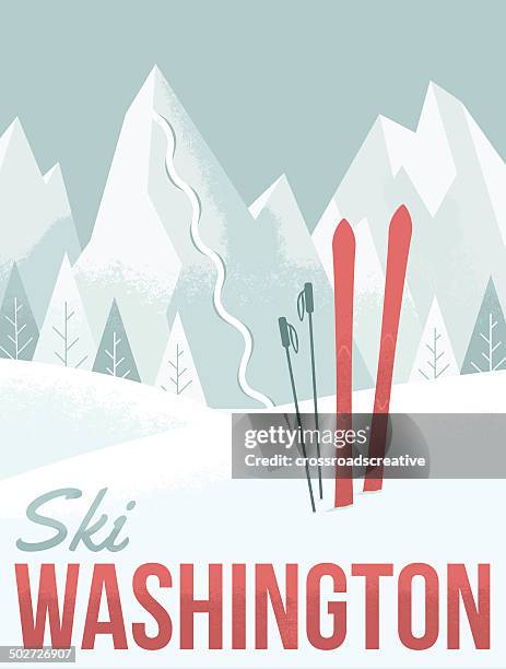 ski washington - mt baker stock illustrations