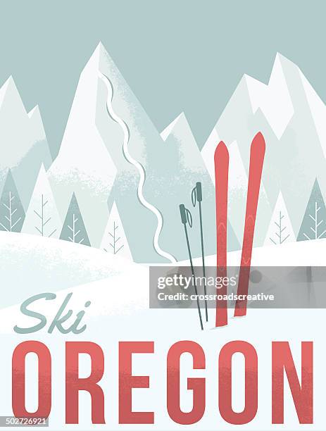 ski oregon - mt bachelor stock illustrations