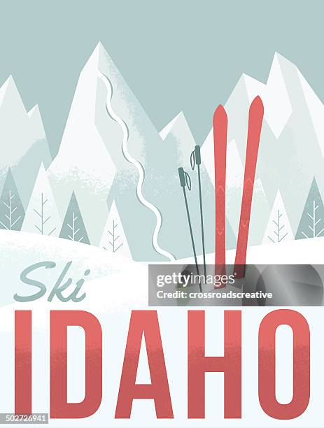 ski idaho - skiing stock illustrations