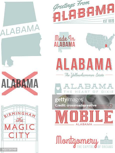 stockillustraties, clipart, cartoons en iconen met alabama typography - montgomery alabama