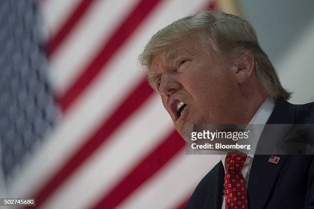 Donald Trump, president and chief executive of Trump Organization Inc. And 2016 Republican presidential candidate, speaks during a campaign rally at...