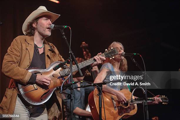 Dave Rawlings and Gillian Welch of Dave Rawlings Machine perform at Iron City on December 28, 2015 in Birmingham, Alabama.