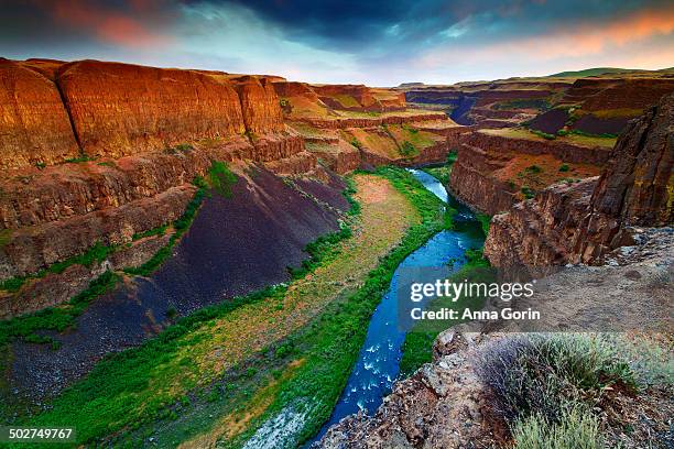 palouse river canyon at sunset - palouse stock pictures, royalty-free photos & images