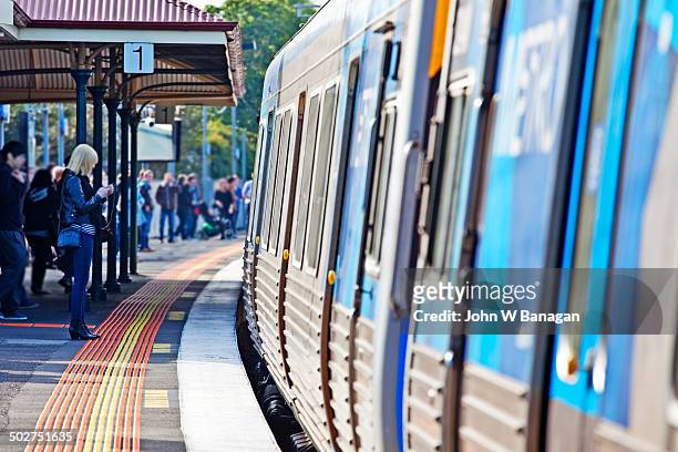 yarraville railway station, melbourne - railway station platform stock pictures, royalty-free photos & images