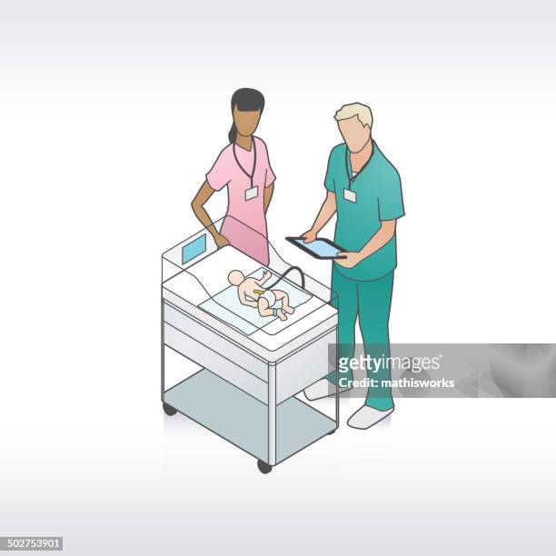 neugeborenes im krankenhaus illustrationen - babybett krankenhaus stock-grafiken, -clipart, -cartoons und -symbole