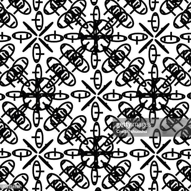 abstract black and white decoration pattern background - simple maze stock illustrations