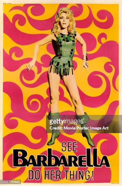 Poster for Roger Vadim's 1968 fantasy comedy 'Barbarella' starring Jane Fonda.