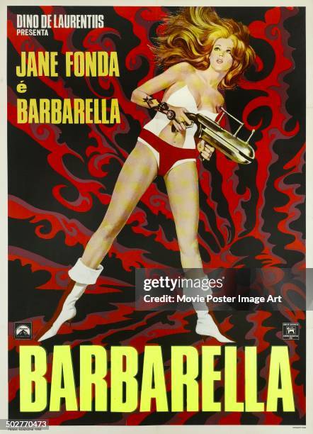 Poster for Roger Vadim's 1968 fantasy comedy 'Barbarella' starring Jane Fonda.