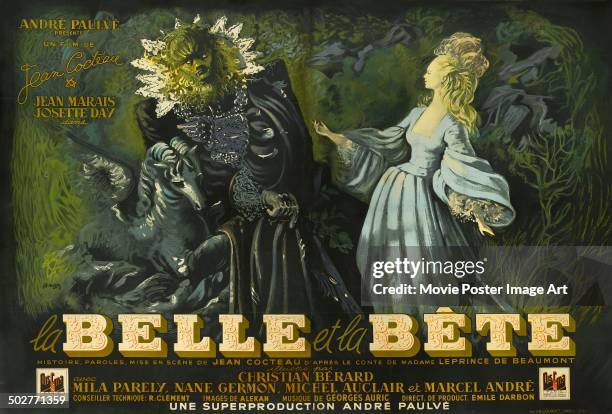 Poster for Jean Cocteau's 1946 romantic fantasy 'Belle et la Bete' .