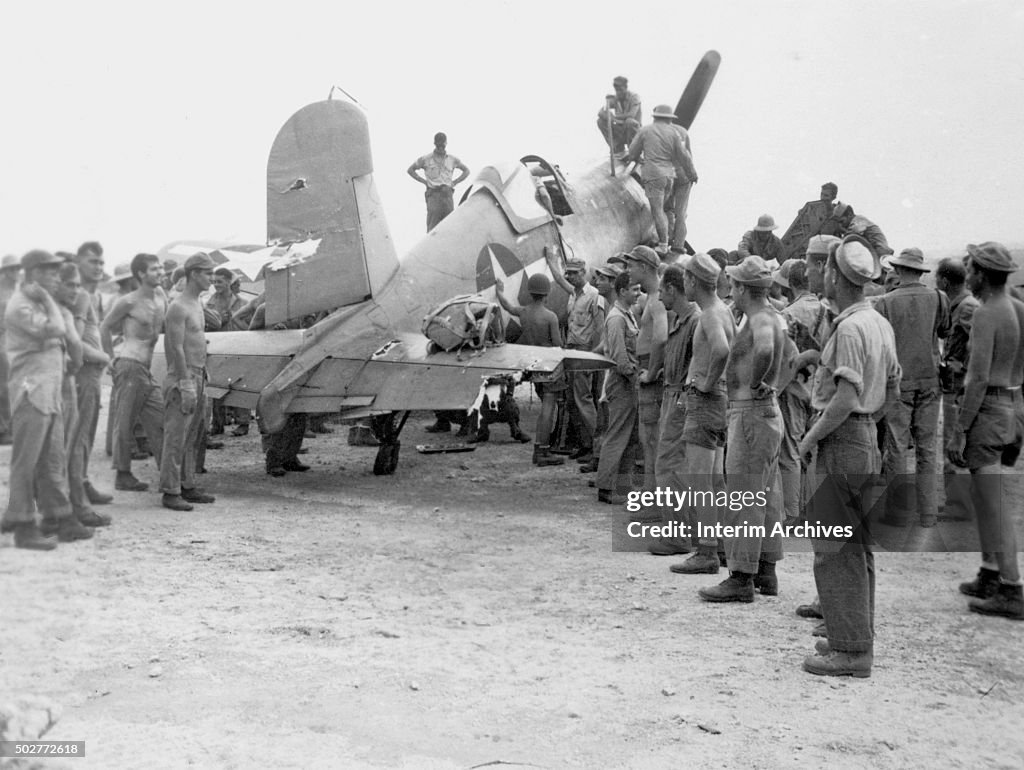 Damaged Corsair On Bougainville Island