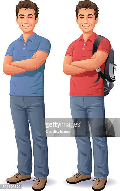 young man with arms crossed - young men stock illustrations