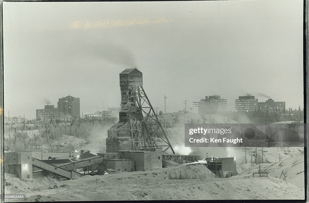 Disaster site: Giant mine; set against Yellowknife's skyline; is still operating.