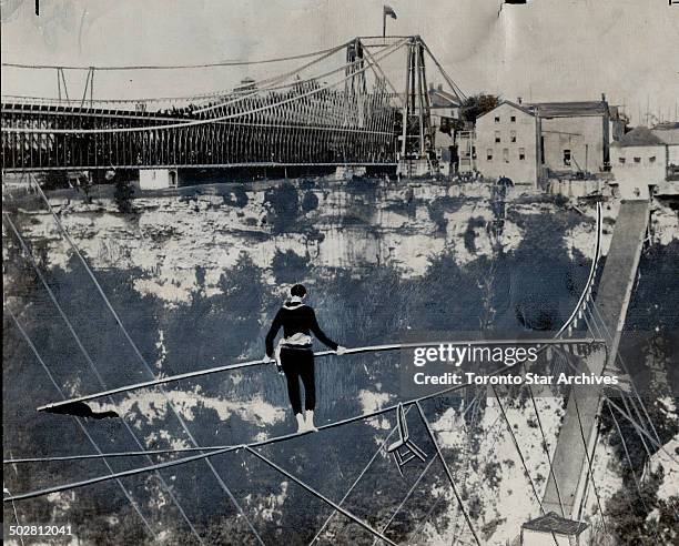 Charles Blondin first made the aerial trip across the Niagara gorge in 185 and thousands watched spectacular stunt shown here. He even stopped in the...