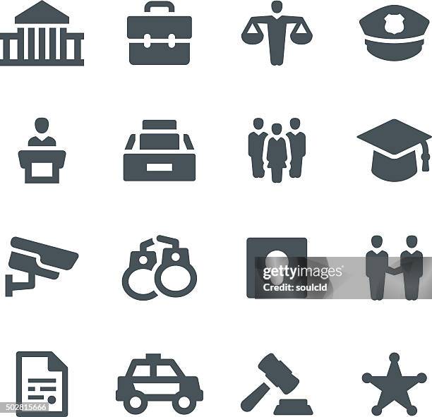 law & order icons - police hat stock illustrations