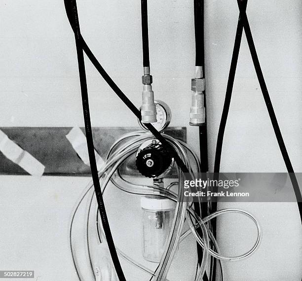 Two outlets in the emergency procedures room of Sudbury General Hospital that somehow became mixed up, so that oxygen outlet dispensed nitrous oxide,...