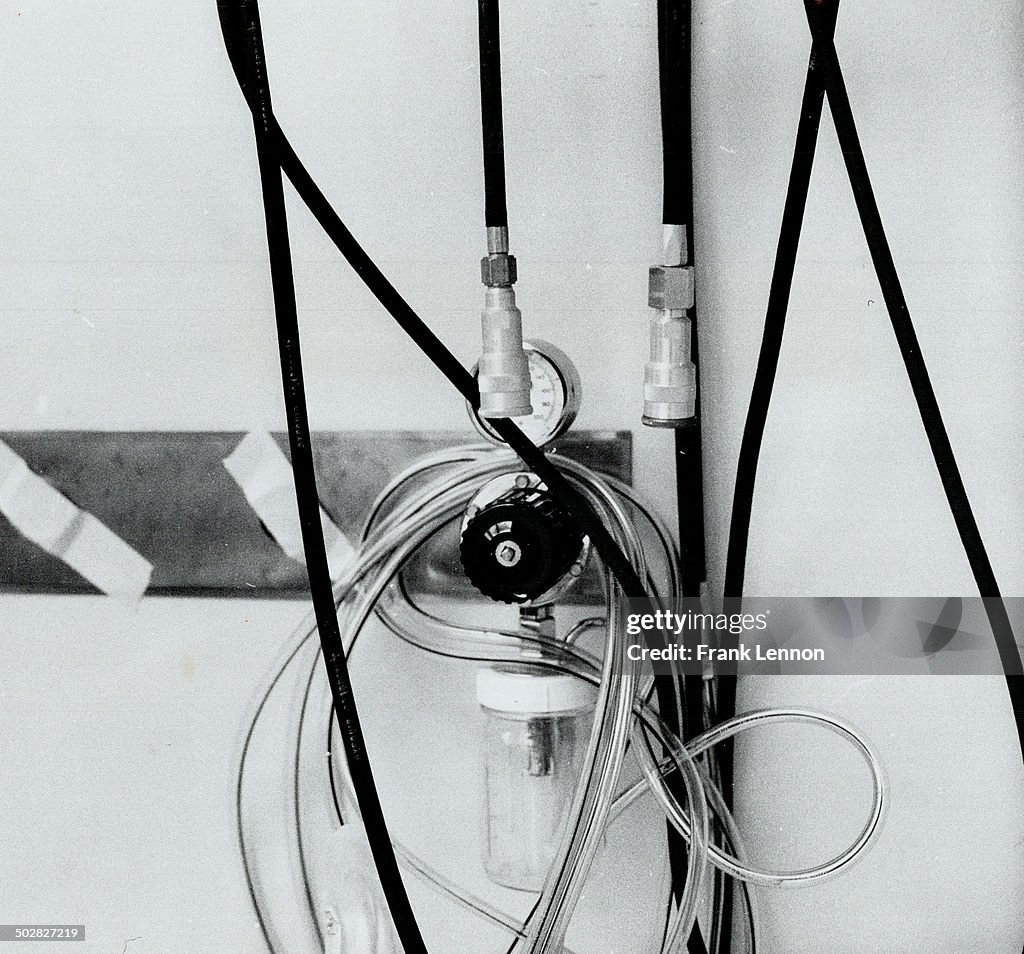 Two outlets in the emergency procedures room of Sudbury General Hospital that somehow became mixed u