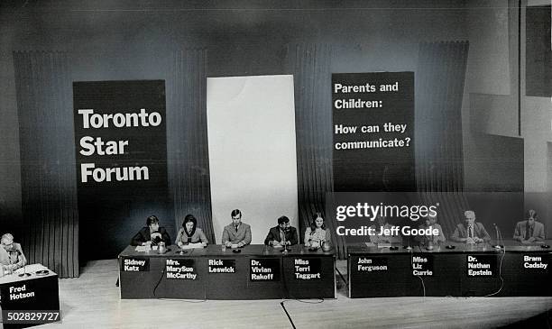 Panelists taking part in The Toronto Star Forum on the problems parents and children have in communicating with each other were; from left: panel...