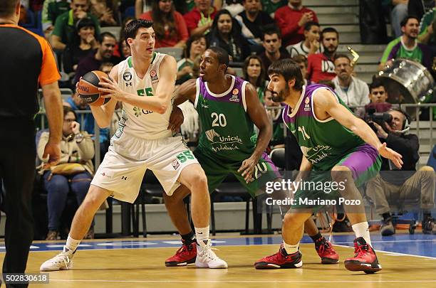 Emir Preldzic, #55 of Darussafaka Dogus Istanbul in action during the Turkish Airlines Euroleague Basketball Top 16 Round 1 game between Unicaja...