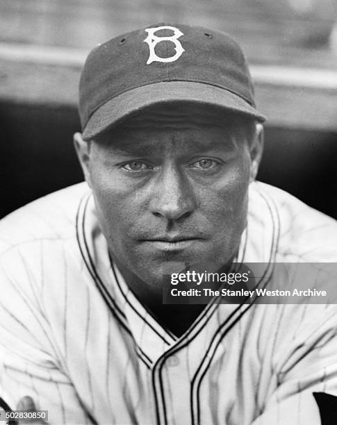 Hack Wilson of the Brooklyn Dodgers, poses for a portrait on April 12, 1932.