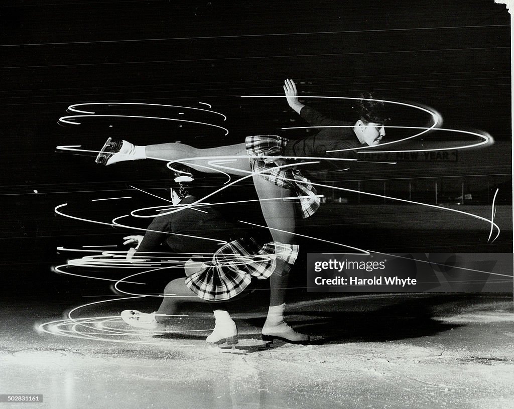 Petra Burka skating with lights at Maple Leaf Gardens; Dec.18/64.