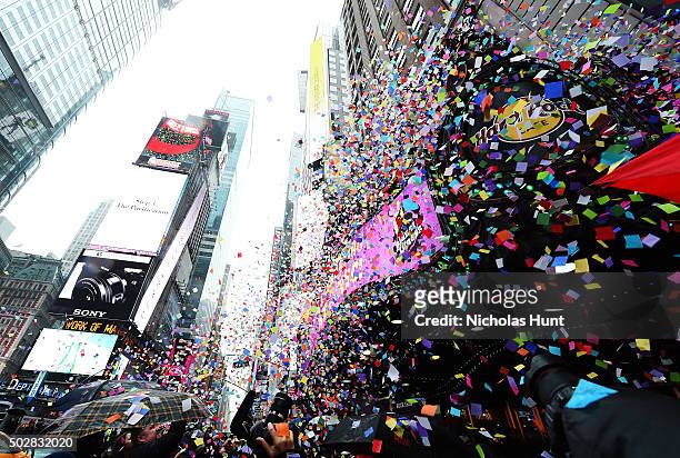 General view during the New Year's Eve 2016 Confetti Test at Times Square on December 29, 2015 in New York City.
