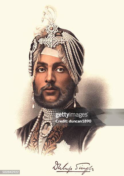 ilustrações de stock, clip art, desenhos animados e ícones de eminente victorians-retrato de maharajah duleep singh - turbante indiano