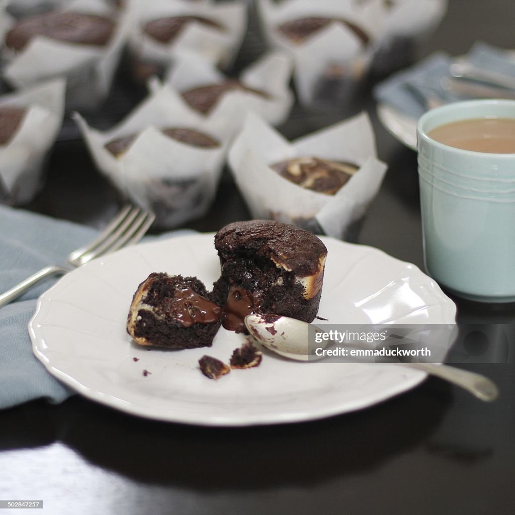 Chocolate molten cake on a plate