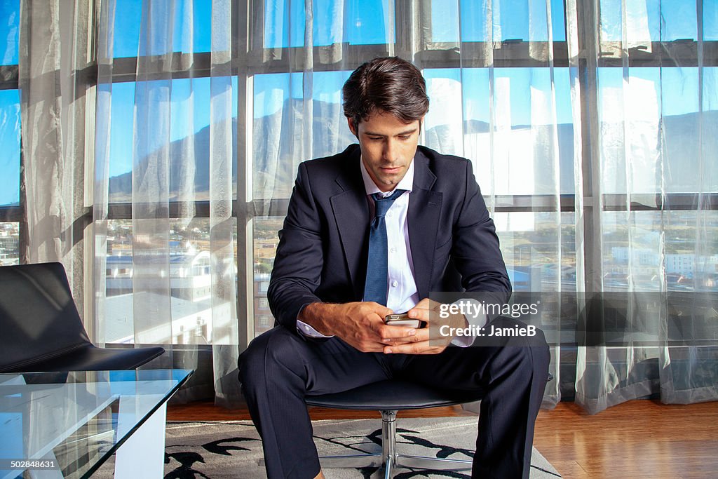 Businessman using mobile phone in the office