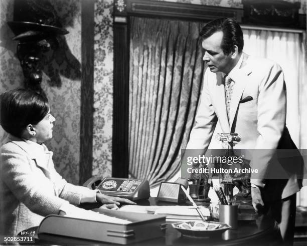 David Janssen tries to get into his office in a scene for the United Artist movie "Where It's At" circa 1968.